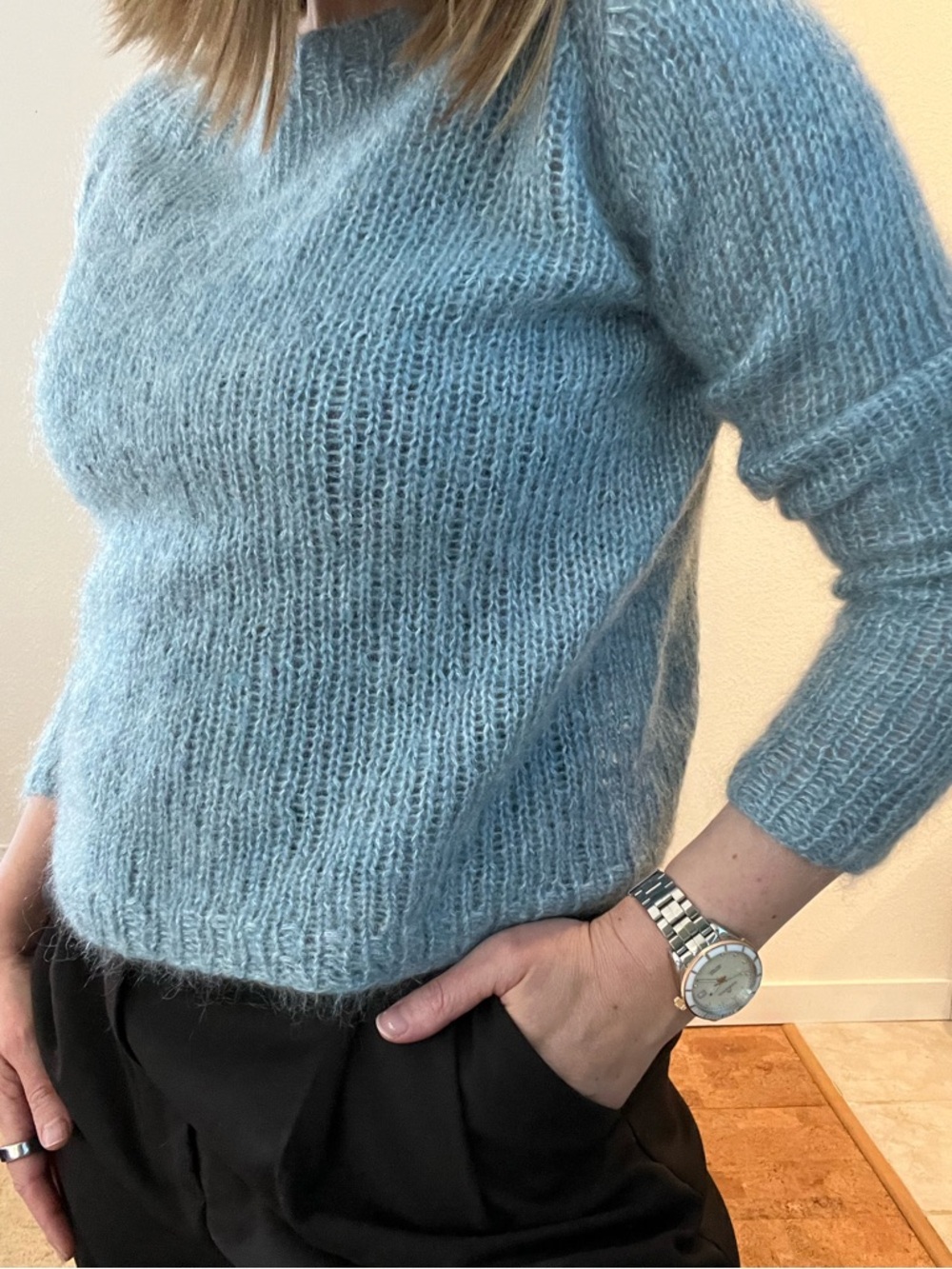 Cozy Light Blue Mohair Sweater